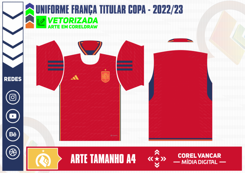 Vetor Camisa Brasil 2022 Copa do Mundo Editáveis Corel